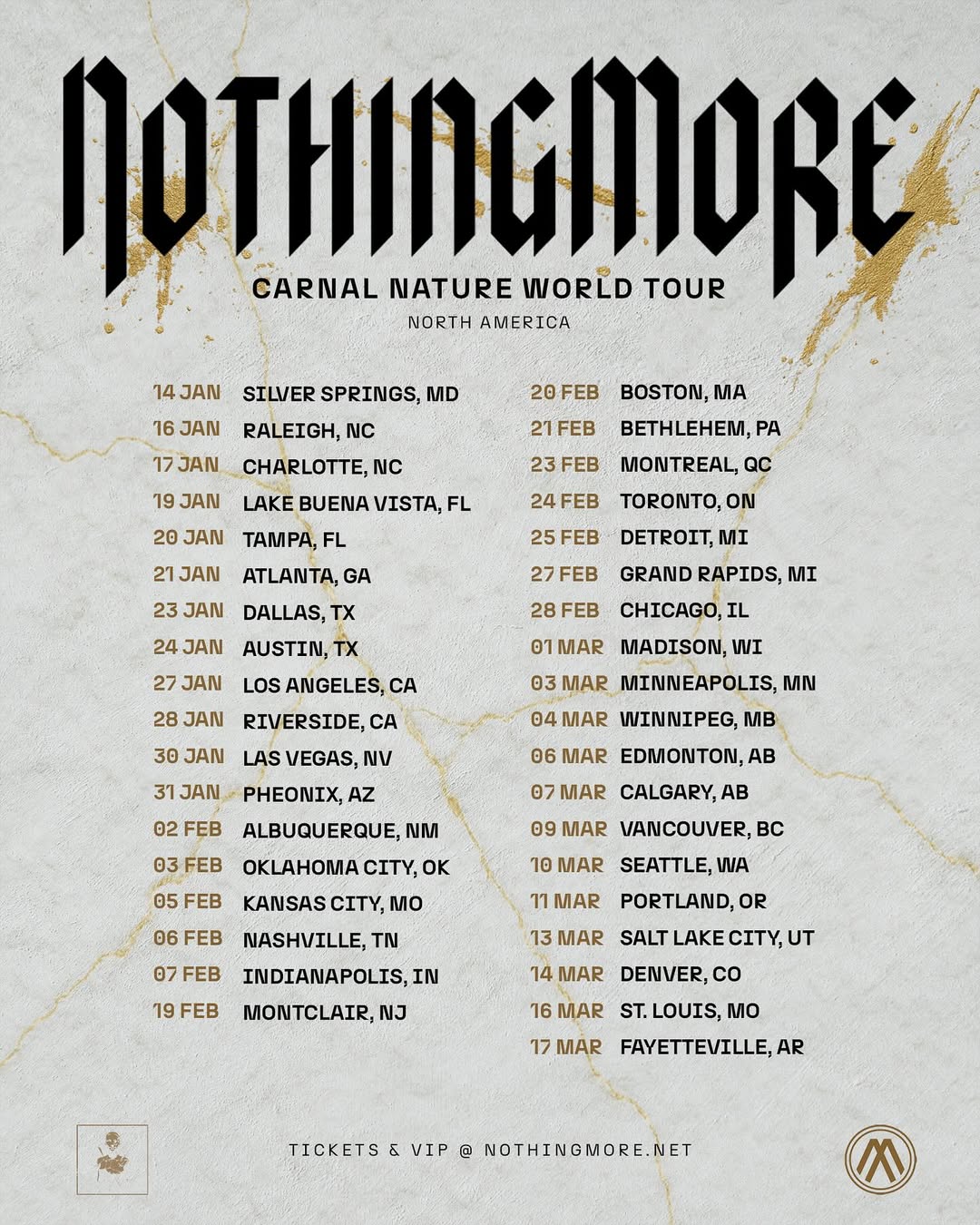 NOTHING MORE Carnal Nature Tour Poster 2026